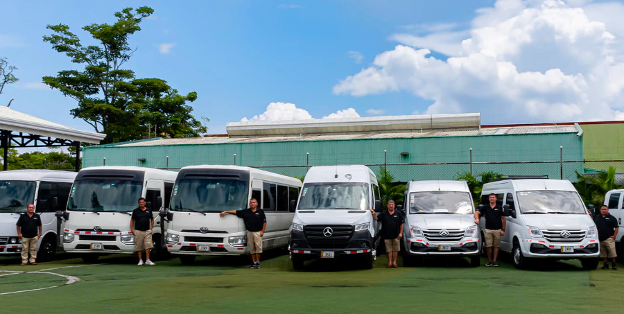 Jaco Tour Desk fleet of shuttle vans and drivers for San Jose Airport shuttles to Jaco and Jaco to airport transfers in Costa Rica