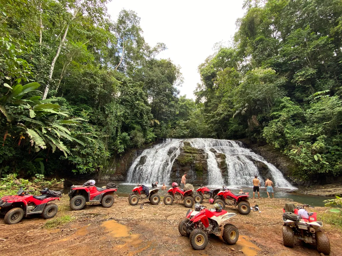ATVs parked beside the pool at Sutton Waterfall