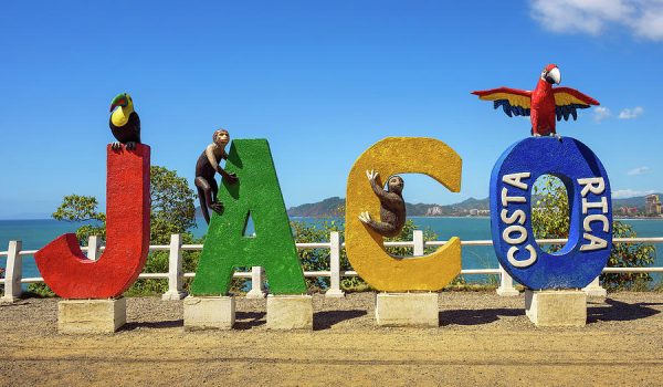 Close-up picture of the famous sign of the city of Jaco in Costa Rica